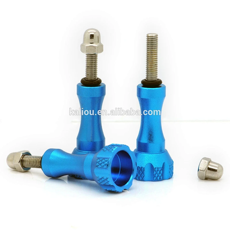 Kaliou Camera 3PCS CNC Aluminum Alloy Long/Short Thumb Knob Bolt Nut Screw Kit Helmet Bike Mount