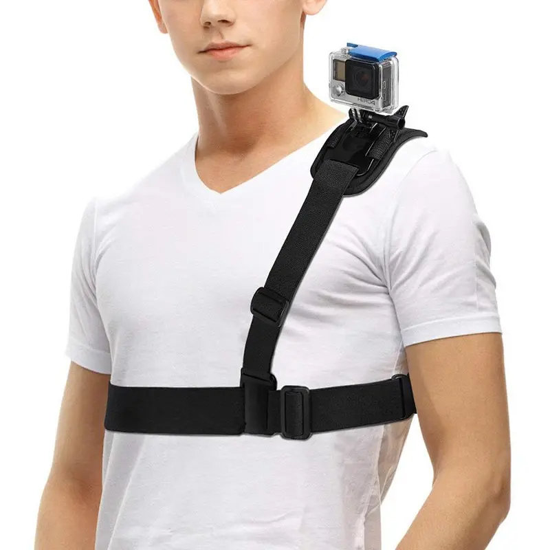 Adjustable Elastic Single/Double Shoulder Camera Chest Strap Mount Harness Belt for GoPro Hero 7, 6, 5, 4, 3+Action Camera