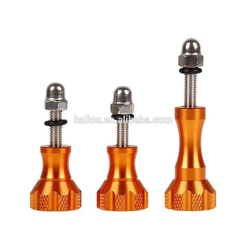 Kaliou Camera 3PCS CNC Aluminum Alloy Long/Short Thumb Knob Bolt Nut Screw Kit Helmet Bike Mount