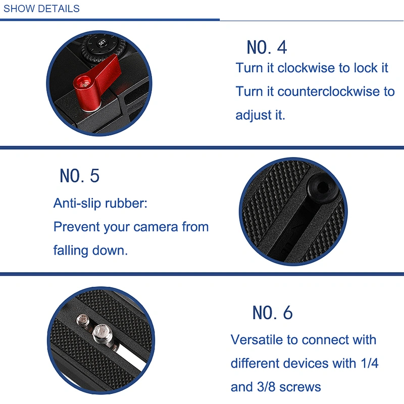 Kaliou P200 Aluminum Tripod Quick Release Plate Camera Quick Release Plate Clamping Clamp Adapter for Manfrotto 501 500AH 701HDV