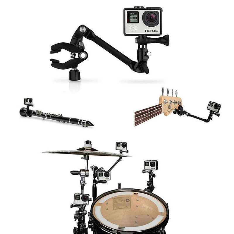 kaliou For Go pros Accessories Jam Camera Adjustable Music Mount Clip Clamp Bracket for sports Guitar Drum Instrument