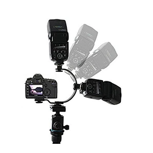 Universal Multifunction Adjustable Photography C Shape C mount Camera Flash Bracket Two Hotshoe Mounts Flash Holder 1/4 Screw