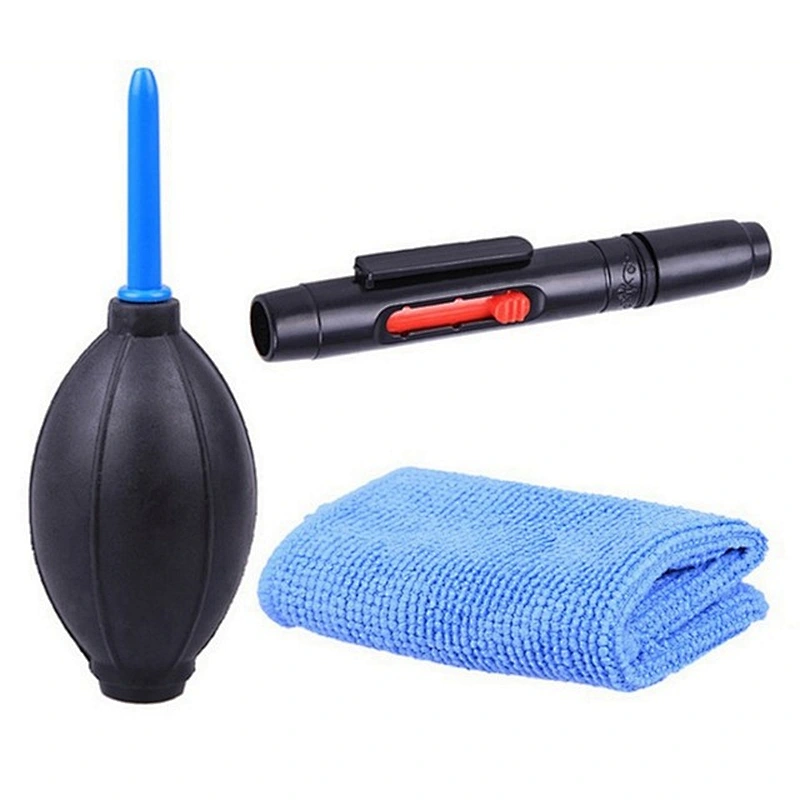 Kaliou 3 in1 Blower Dust Cleaner for Camera Cleaning Lens Brush Air Blower Wipes Clean Cloth Kit for Digital Camera DSLR