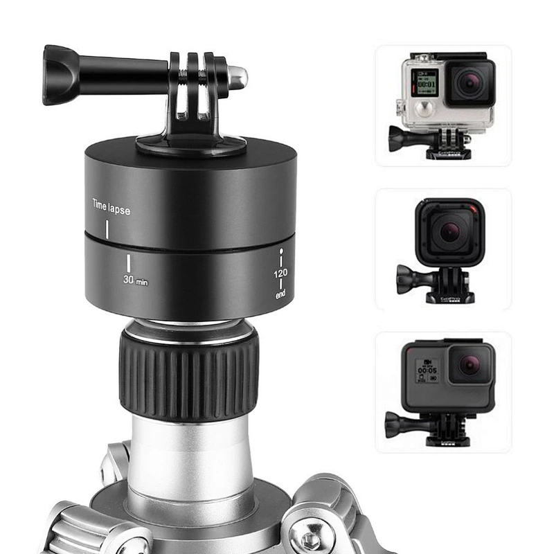 360 Degrees Panning Rotating Time Lapse Stabilizer Tripod Adapter for Gopros DSLR Sports Cameras Mobile phone 60/120 Minutes