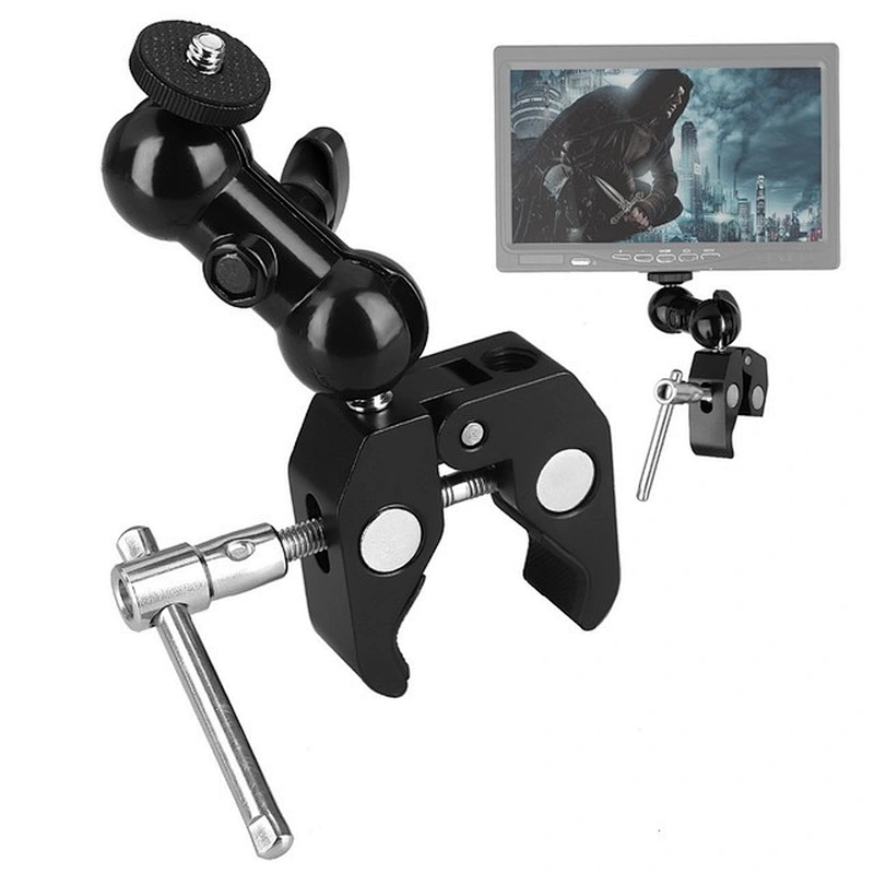 kaliou Multi-function 1/4'' Screw Head Ball Mount Magic Arm Super Clamp for Monitor Flash Bracket