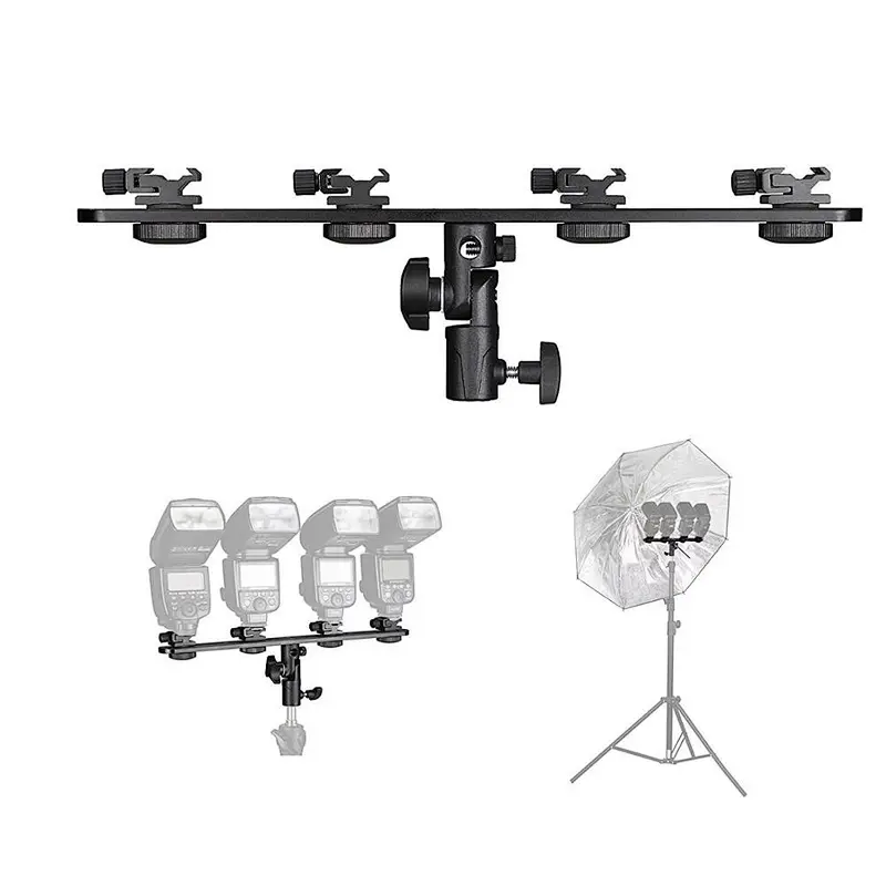 Kaliou 4 Hot Cold Shoe Mount Flash Bracket Umbrella Holder to Light Stand Tripod for dslr camera flash