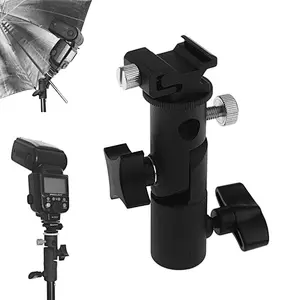 E Shape Universal Metal Flash Bracket Stand Hot Shoe Speedlite Umbrella Holder with 1/4