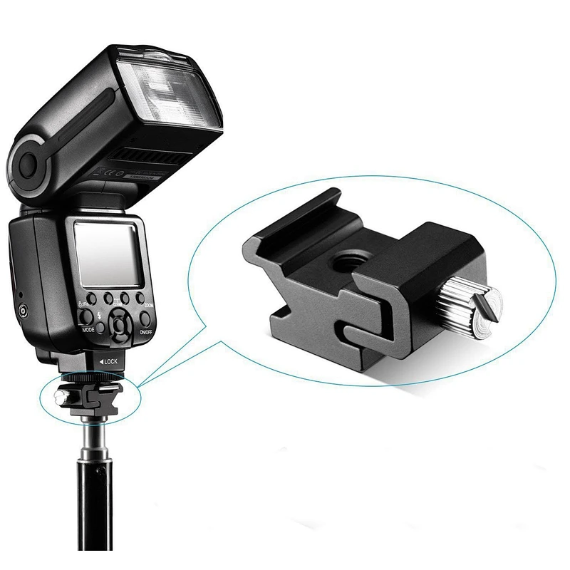 2018 new photo flash Base Conversion cold shoe/Full metal hot shoe seat Adjustable elastic 1/4 screw camera accessories