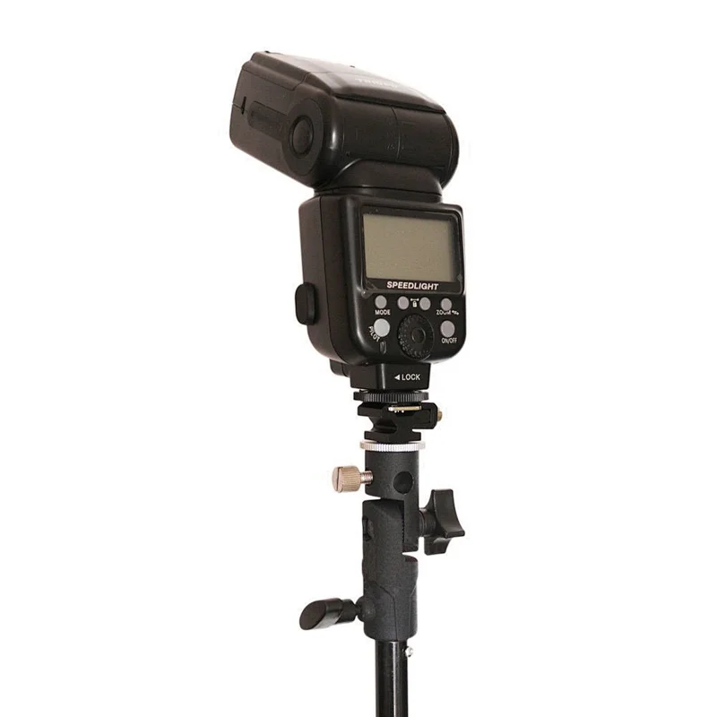 E Shape Universal Metal Flash Bracket Stand Hot Shoe Speedlite Umbrella Holder with 1/4