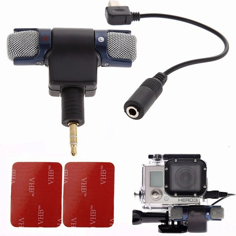 Kaliou 3.5mm Stereo Microphone Mic Adaptor Adapter for gopros 4 3 3+ heros 4 / and for Android Iphone Computers Tablets