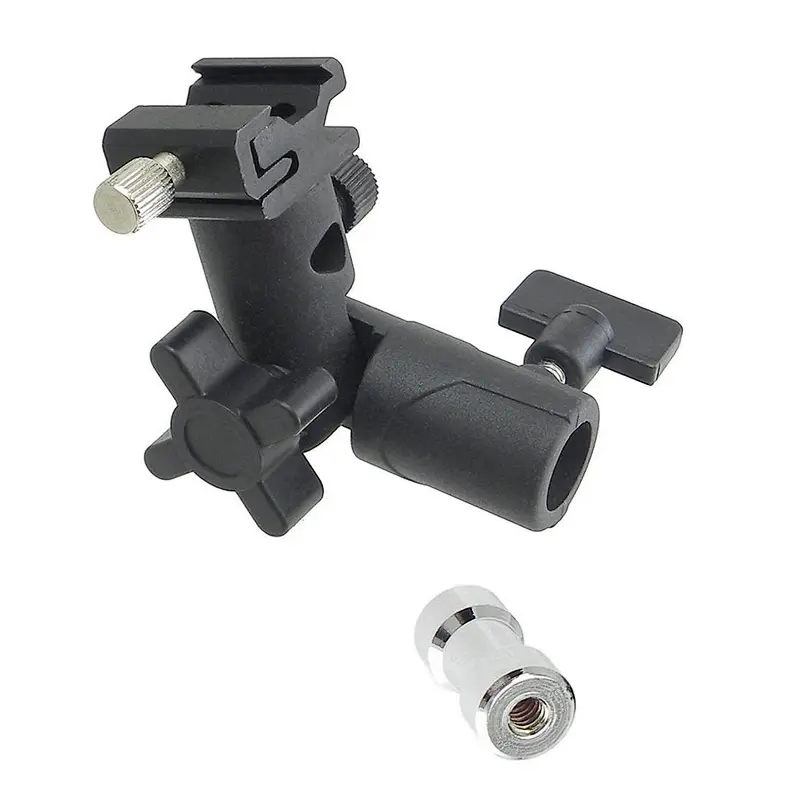 Kaliou E Shape Universal Metal Flash Bracket Stand Hot Shoe Speedlite Umbrella Holder With 1/4 Inch Screw 10.5 * 7 * 3cm