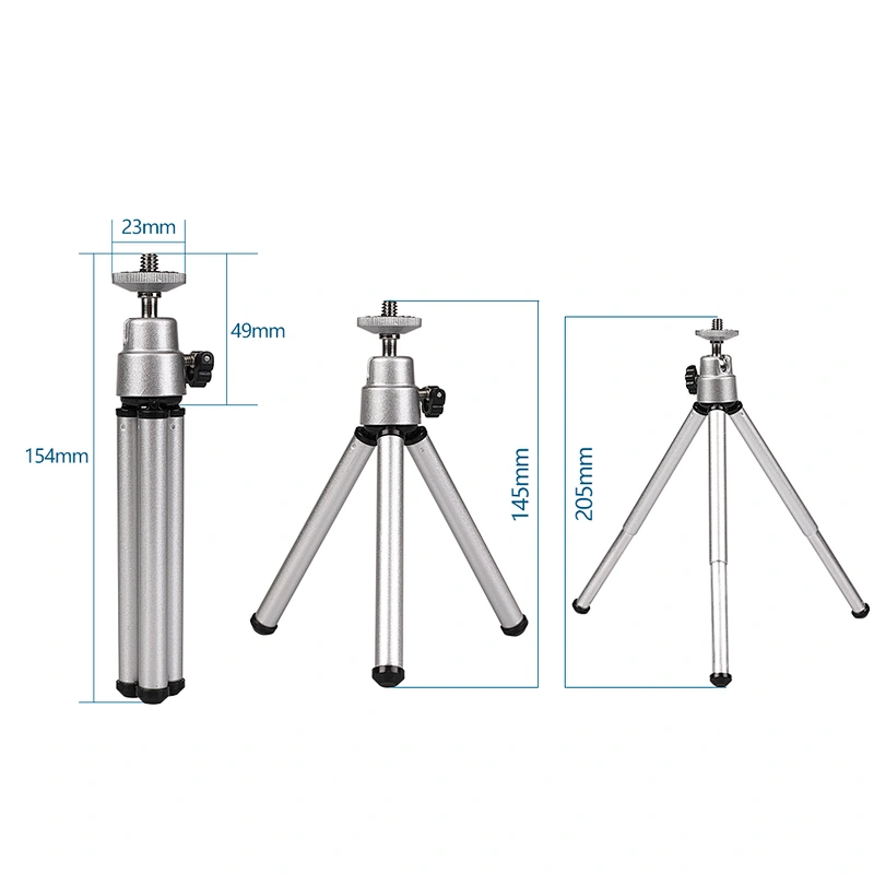 Kaliou Silver Color Travel Stand Holder Camera Phone Mini Tripod for Smartphone for Go pro 7 6 5 4 3+ 2 1 iphones Huaweixiaomi