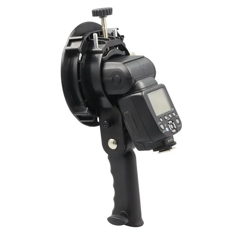 Kaliou Handheld Grip S-Type Bracket Bowens S Mount Holder for Speedlite Flash Snoot Softbox Beauty Dish Honeycomb