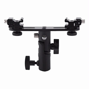 Kaliou Black Double Hot Shoe Flash Umbrella Holder Light Stand Bracket For Photo Video Photography