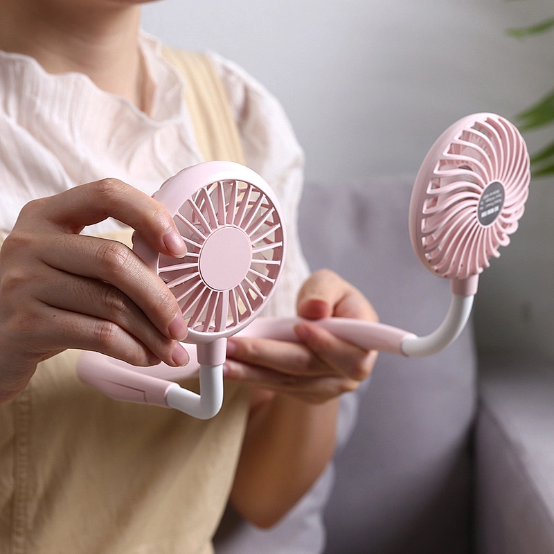 2020 new convenient hanging neck lazy mini fan 3 way speed square air cooling neck fan 360 degree flex football sport fan