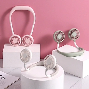 2020 new convenient hanging neck lazy mini fan 3 way speed square air cooling neck fan 360 degree flex football sport fan