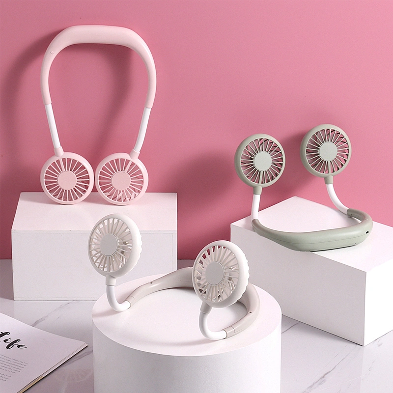 2020 new convenient hanging neck lazy mini fan 3 way speed square air cooling neck fan 360 degree flex football sport fan