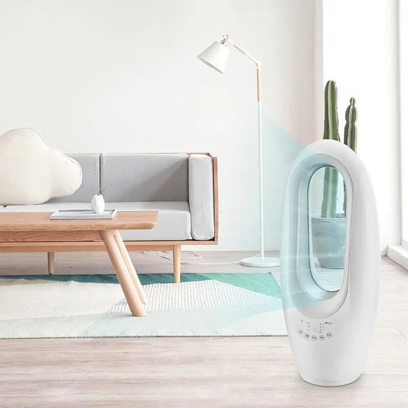 LWBSF-05 Portable Bladeless Electric Remote Control Floor Fan Handheld Mini Cooler No Leaf Handy Fan