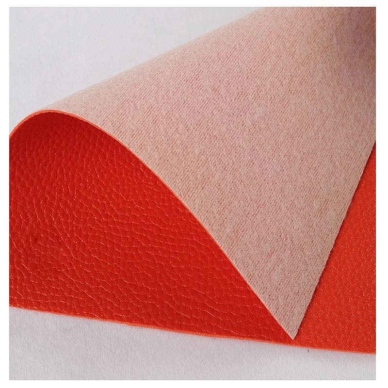 pvc artificial leather Litchi grain pvc leather with brush backing