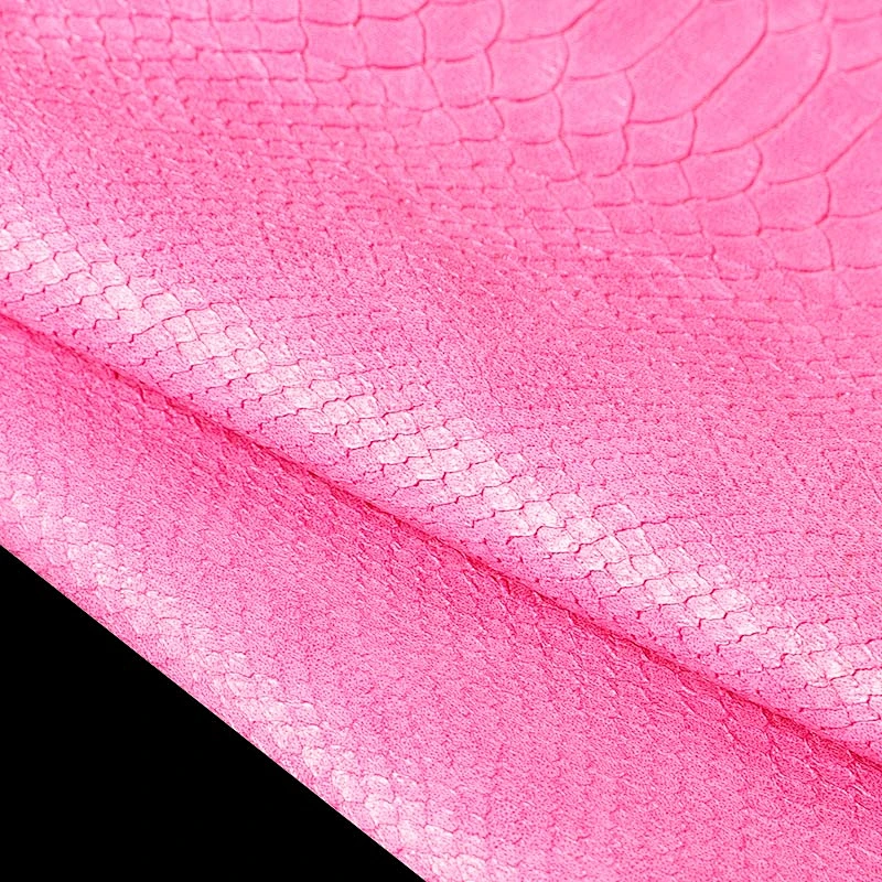 PVC snake skin artificial leather with Colored Imitation Cotton Backing for handbags usage