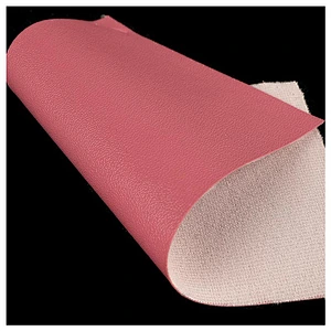 PVC handbags leather with sheep grain emboss with mesh backing