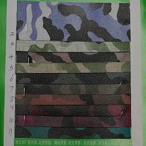 PVC cloth leather with camouflage printing on surface with lychee embossed popular use for handbags
