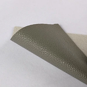 Embossed Litchi grain pvc leather for woman handbags with brush backing