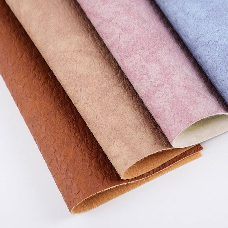 pvc artificial leather leather for making handbags with brushed fabric
