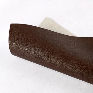 pvc synthetic leather handbags leather with lychee emboss with brush backing
