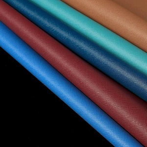 PVC artificial leather for ladies handbags usage with brushing backing