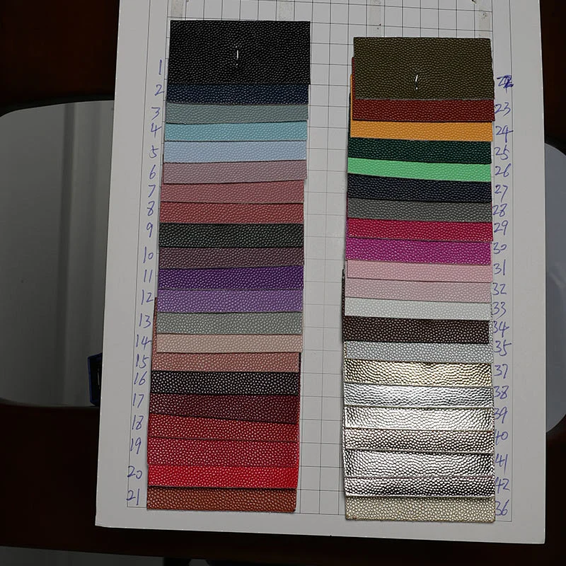 pvc artificial leather with lychee embossed popular use for handbags made in Guangzhou,China