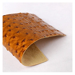 High quality Ostrich Synthetic Pvc Leather for  Handbags with brush backing