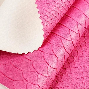 PVC snake skin artificial leather with Colored Imitation Cotton Backing for handbags usage