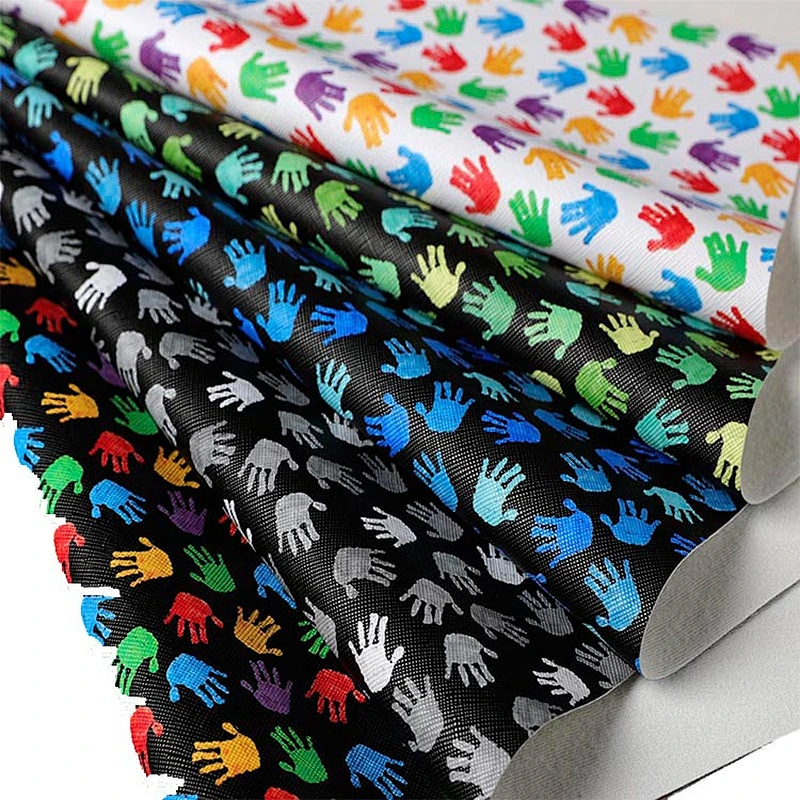 pvc leather with  printing pattern for woman handbag