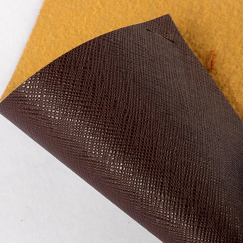 High quality PVC synthetic leather with cross pattern for ladies handbags use