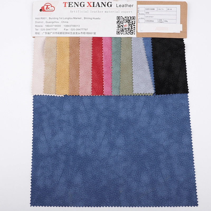 embossed PU leather for shoes and cloth usage with polyester fabric