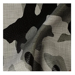 PVC cloth leather with camouflage printing on surface with lychee embossed popular use for handbags