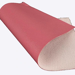 PVC handbags leather with sheep grain emboss with mesh backing
