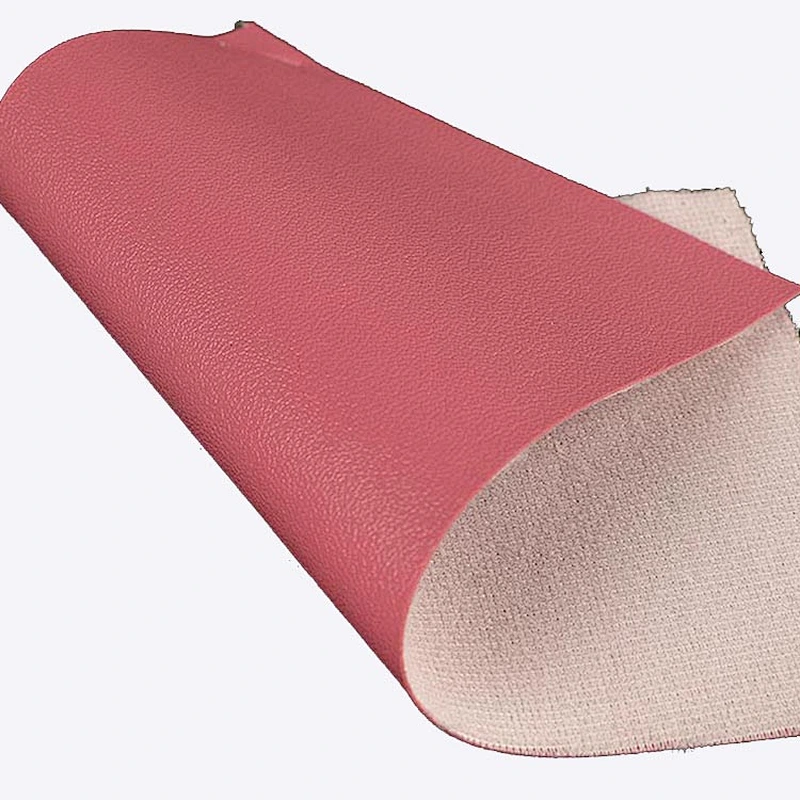PVC handbags leather with sheep grain emboss with mesh backing