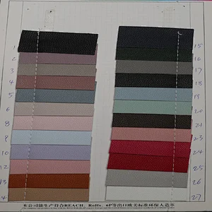 pvc synthetic leather handbags leather with lychee emboss with brush backing