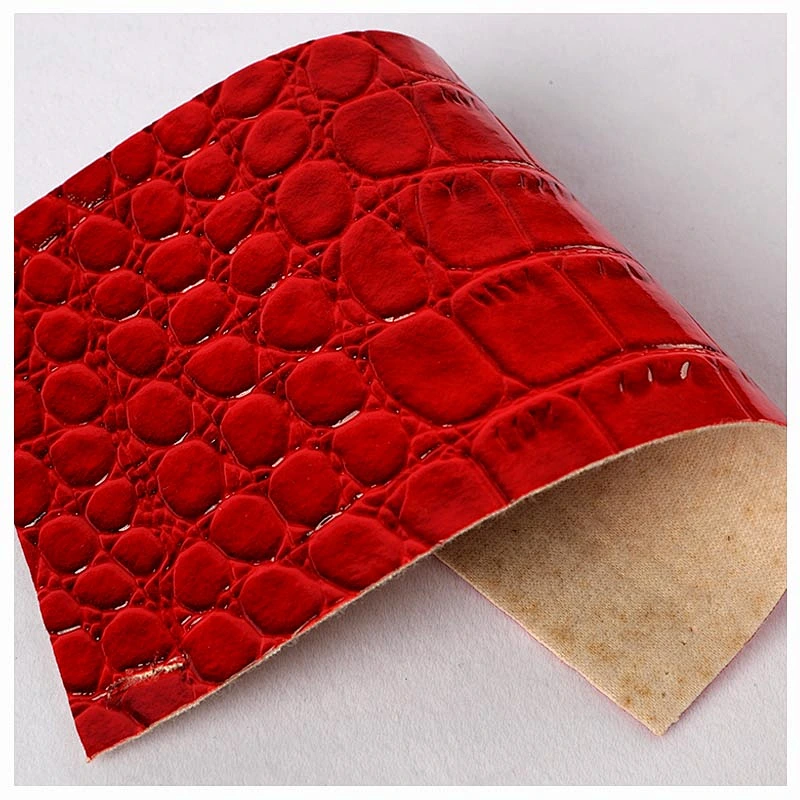 embossed pvc leather for bag  new design animal print fabric leather surface with patent very shining