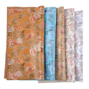 PU leather fabric for clothing and jacket garment with glitter on suede leatherette for cloth