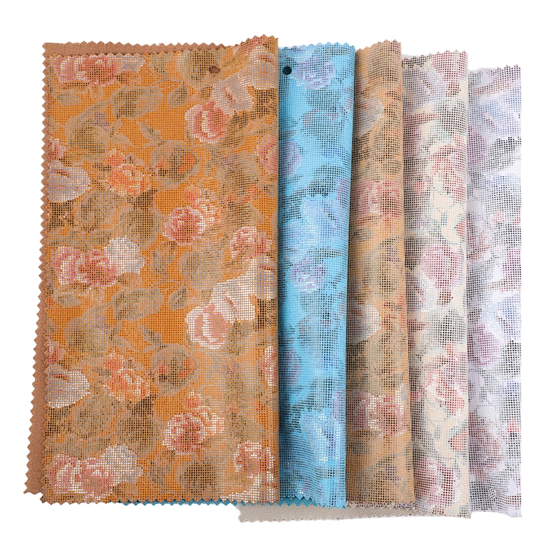 PU leather fabric for clothing and jacket garment with glitter on suede leatherette for cloth