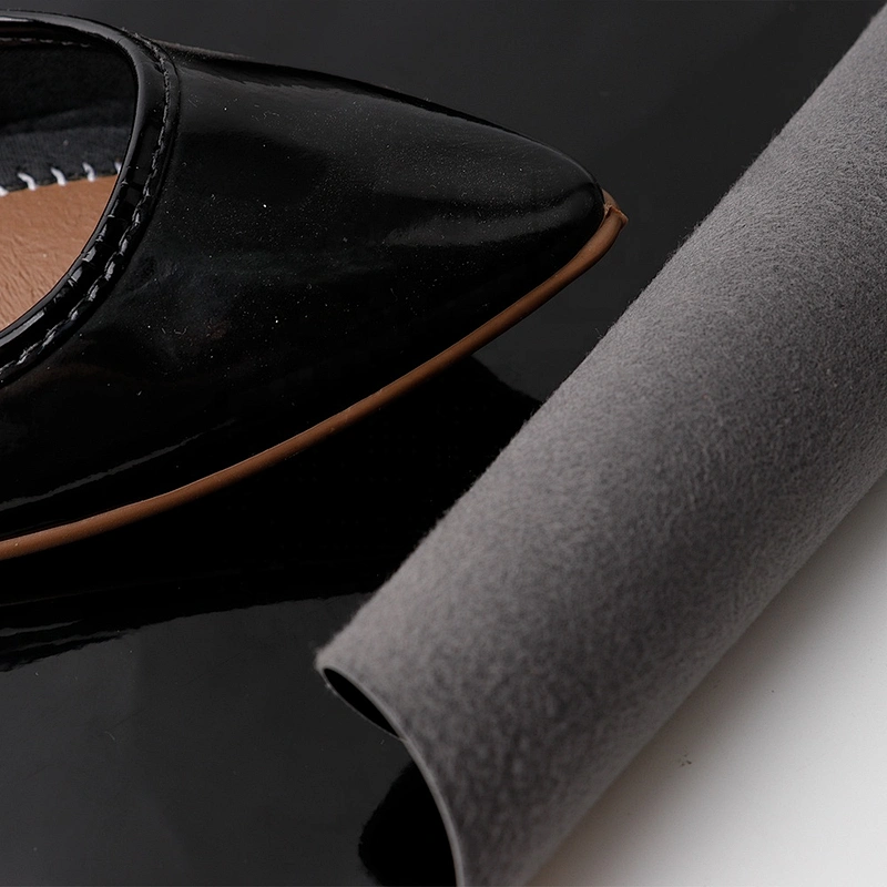high glossy black pu faux leather for shoes handbag leatherette rolls fabric synthetic leather supplier
