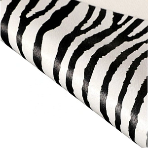 Zebra emboss Pu leather for woman handbags Animal pattern for bags