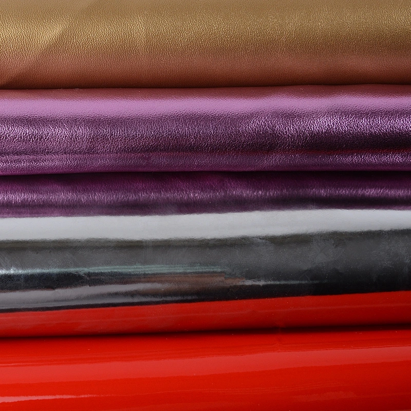 pu leather vinyl leatherette mirror face surface treatment rexine manufacture in China