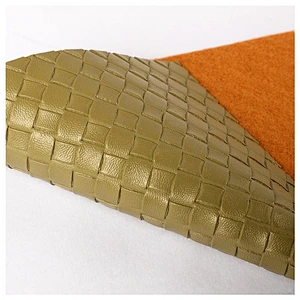 Newest design weave emboss PVC leather for ladies handbags upper usage making handbags and schoolbags