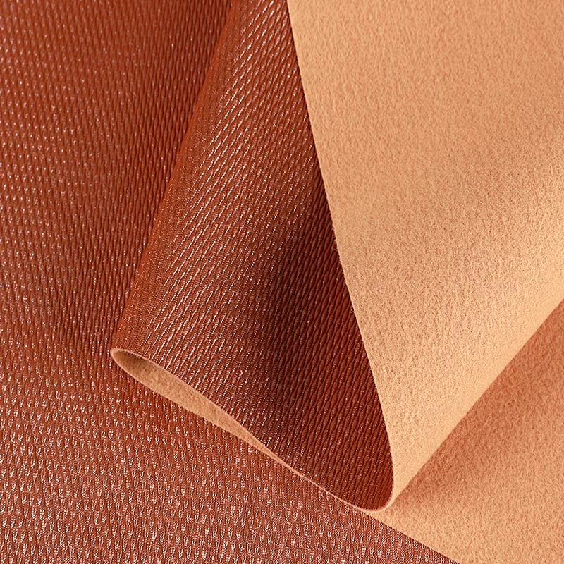 Weave embossed PU leather brushed leather for lady's handbag usage