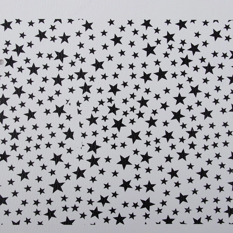 PU sheet for school bag star-like embossed black and white stripe print PU artificial leather sheet
