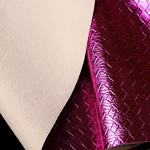 PVC embossed leather bags making material with brushing fabric